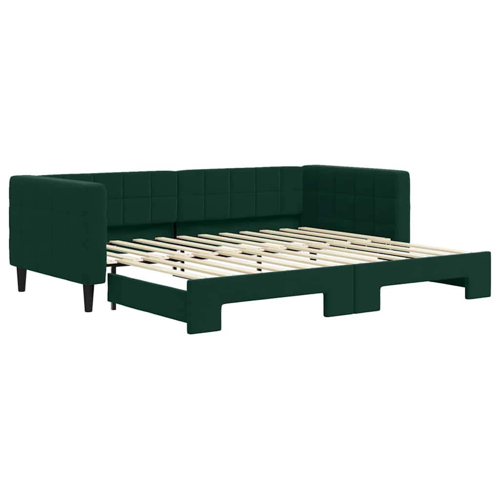 vidaXL Sofa rozsuwana, ciemnozielona, 90x200 cm, aksamit