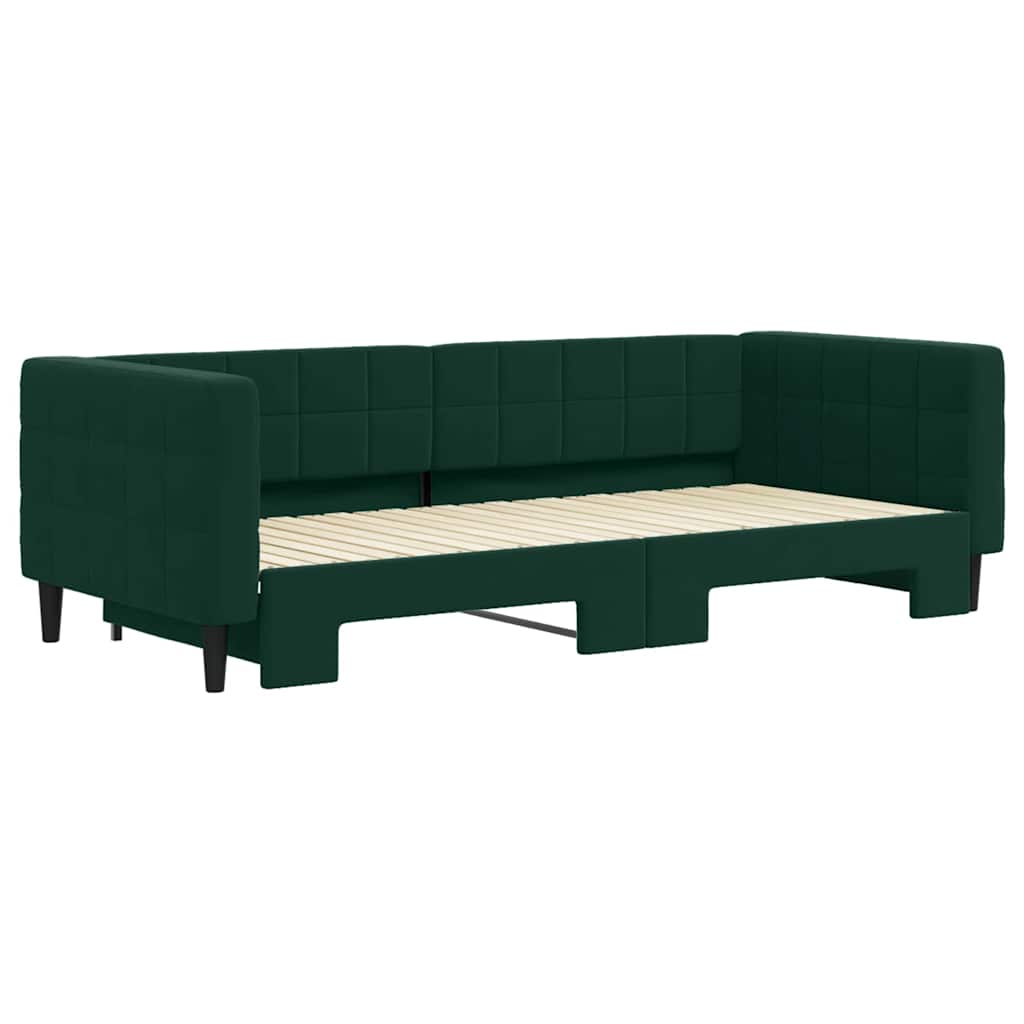 vidaXL Sofa rozsuwana, ciemnozielona, 90x200 cm, aksamit