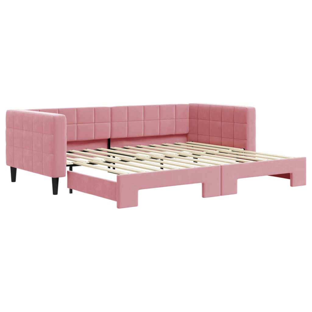 vidaXL Sofa rozsuwana, różowa, 90x200 cm, aksamit