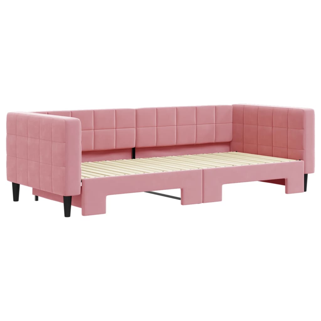 vidaXL Sofa rozsuwana, różowa, 90x200 cm, aksamit