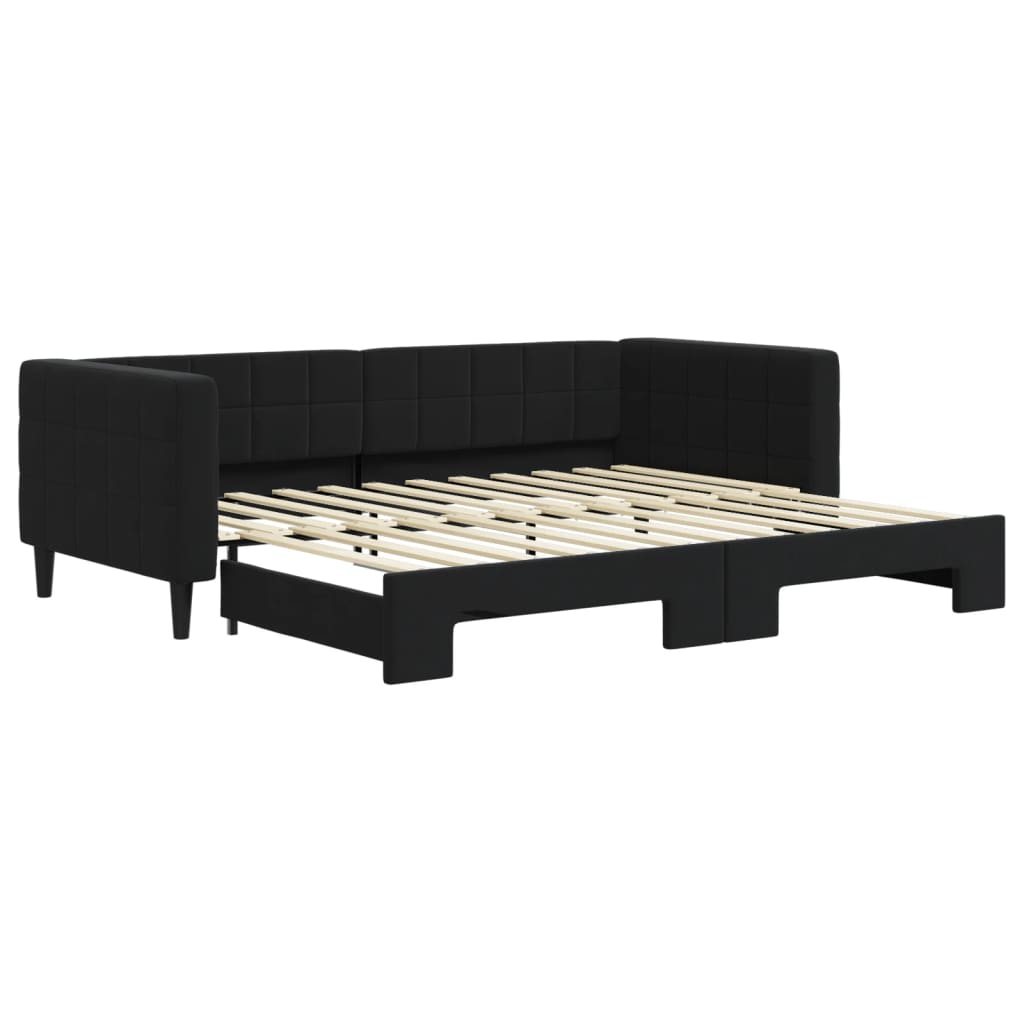vidaXL Sofa rozsuwana, czarna, 90x200 cm, aksamit