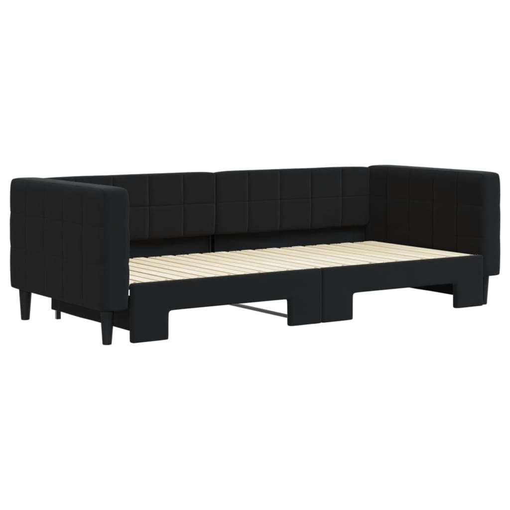 vidaXL Sofa rozsuwana, czarna, 90x200 cm, aksamit