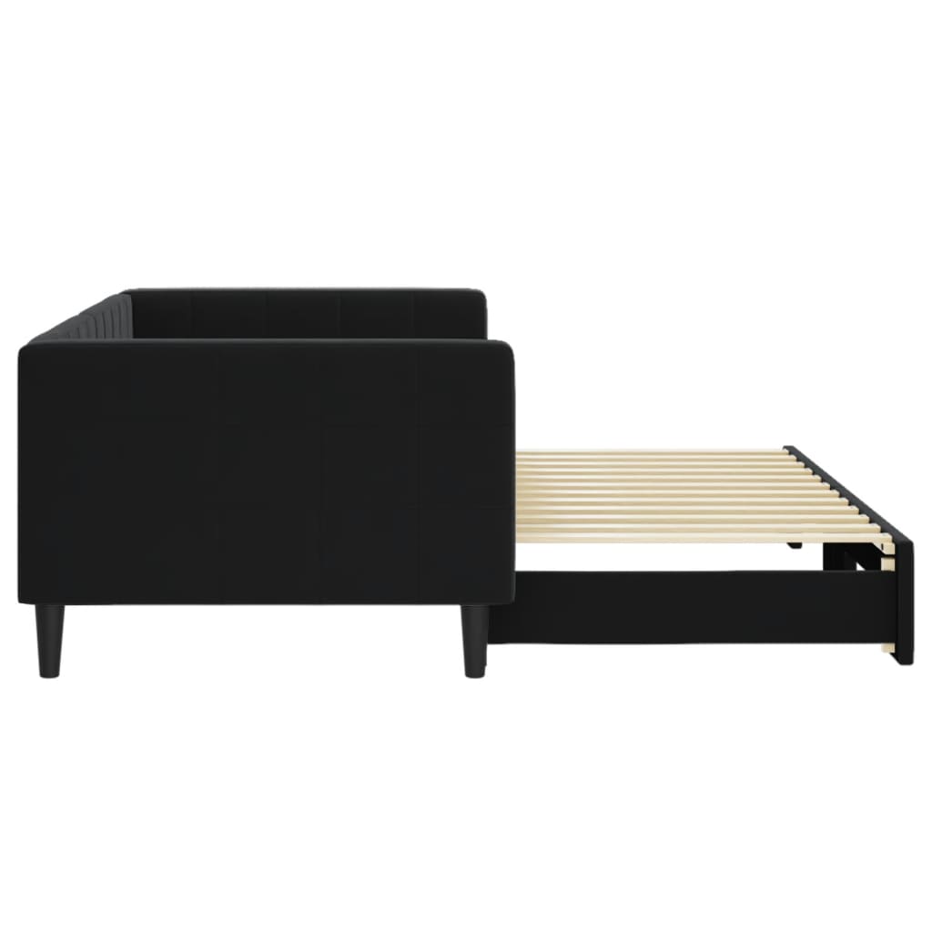 vidaXL Sofa rozsuwana, czarna, 90x200 cm, aksamit
