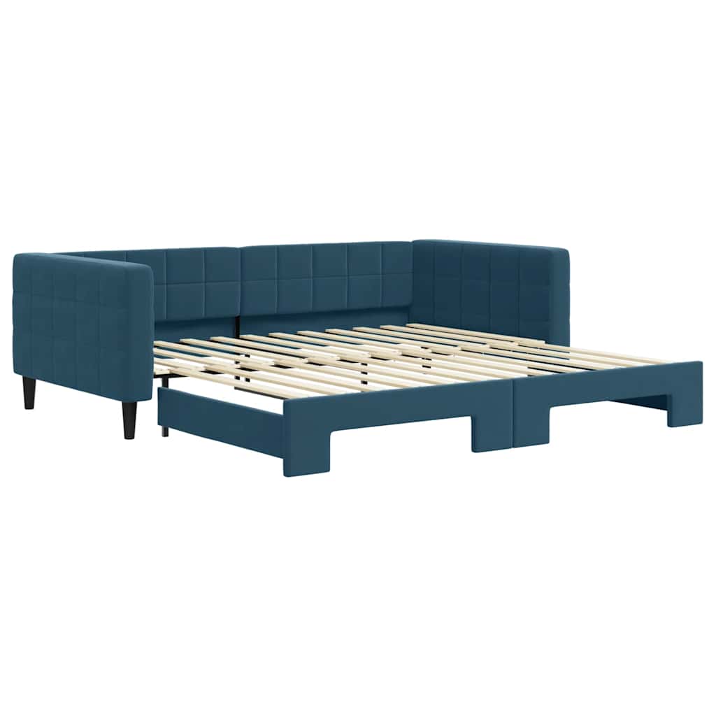 vidaXL Sofa rozsuwana, niebieska, 100x200 cm, aksamit