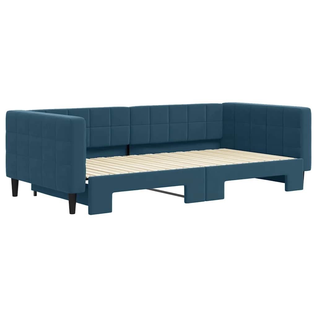 vidaXL Sofa rozsuwana, niebieska, 100x200 cm, aksamit