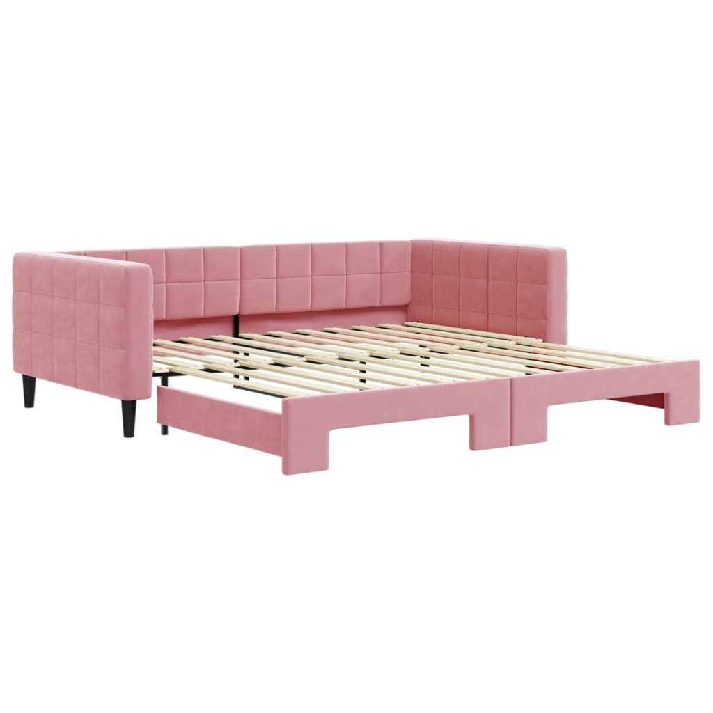 vidaXL Sofa rozsuwana, różowa, 100x200 cm, aksamit