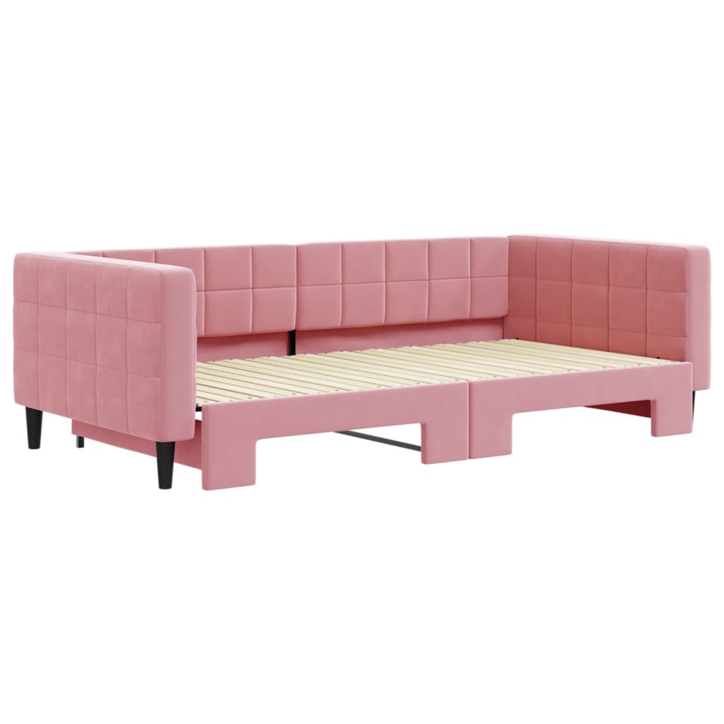 vidaXL Sofa rozsuwana, różowa, 100x200 cm, aksamit