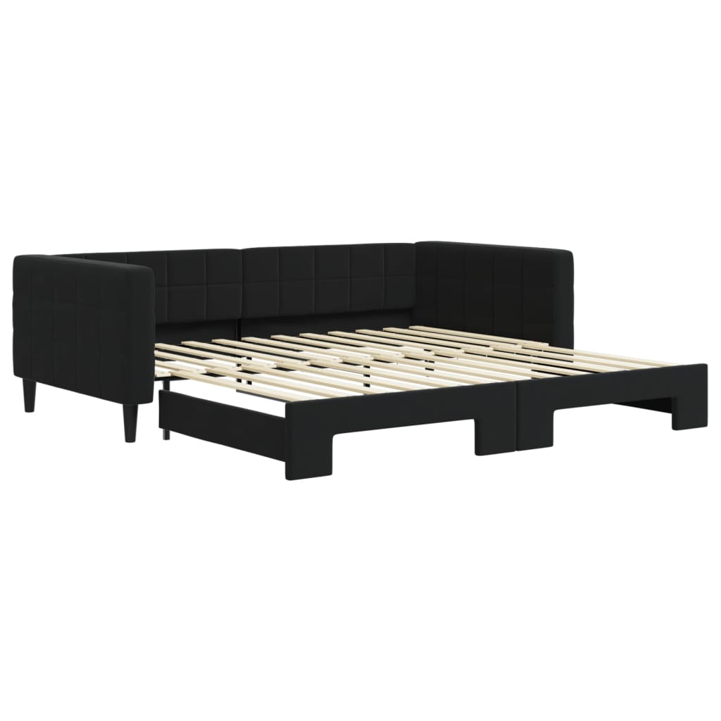 vidaXL Sofa rozsuwana, czarna, 100x200 cm, aksamit