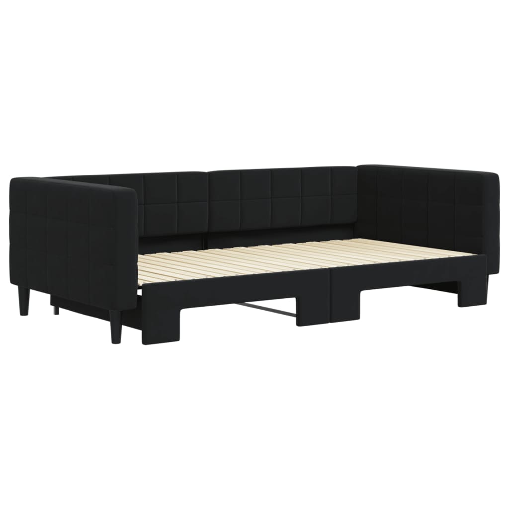 vidaXL Sofa rozsuwana, czarna, 100x200 cm, aksamit