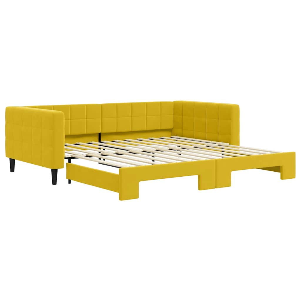 vidaXL Sofa rozsuwana, żółta, 100x200 cm, aksamit