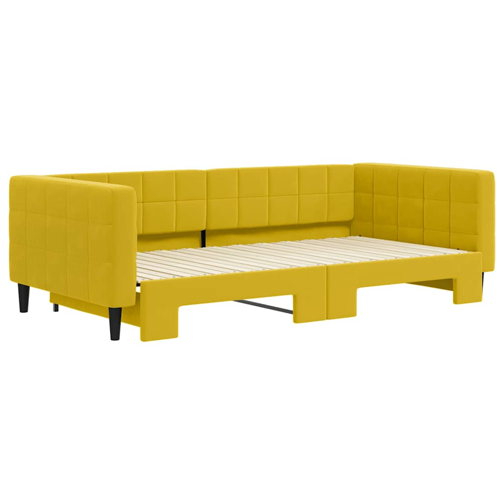 vidaXL Sofa rozsuwana, żółta, 100x200 cm, aksamit