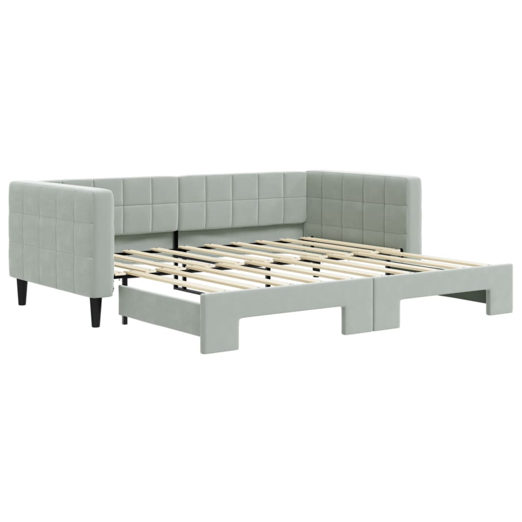 vidaXL Sofa rozsuwana, jasnoszara, 90x190 cm, aksamit