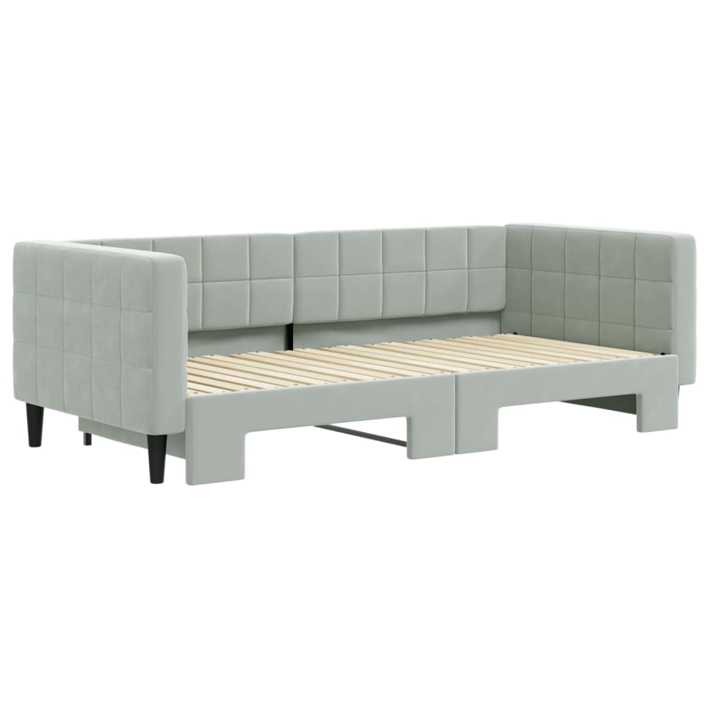 vidaXL Sofa rozsuwana, jasnoszara, 90x190 cm, aksamit