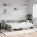 vidaXL Sofa rozsuwana, jasnoszara, 90x190 cm, aksamit