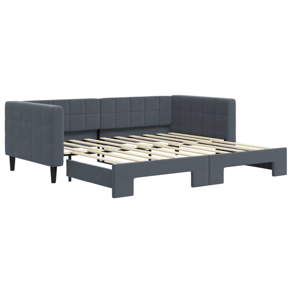 vidaXL Sofa rozsuwana, ciemnoszara, 90x190 cm, aksamit