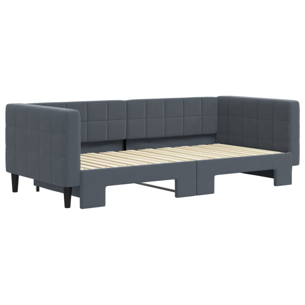 vidaXL Sofa rozsuwana, ciemnoszara, 90x190 cm, aksamit