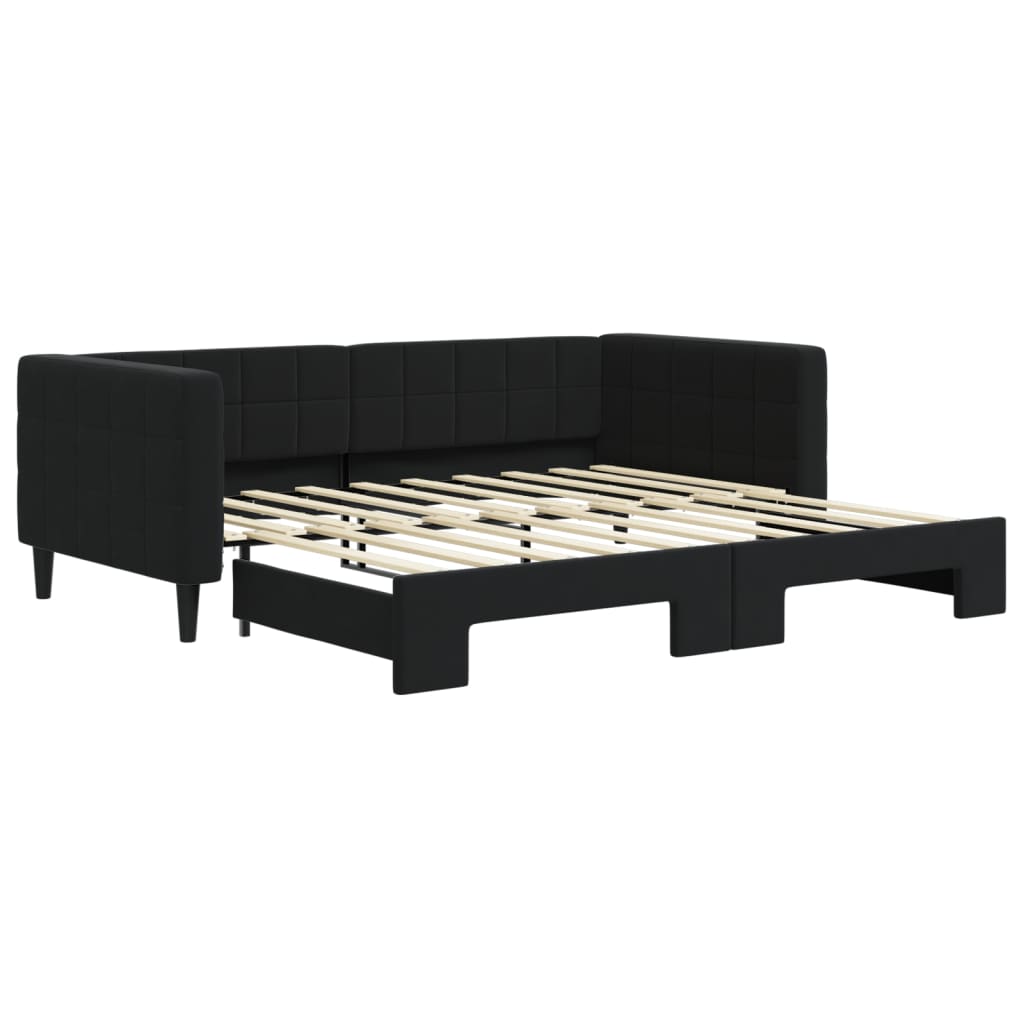 vidaXL Sofa rozsuwana, czarna, 90x190 cm, aksamit