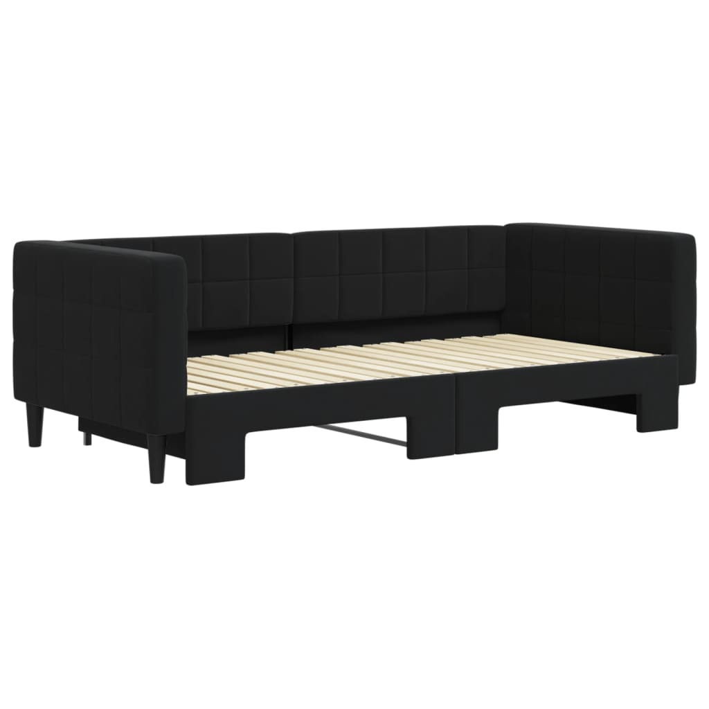 vidaXL Sofa rozsuwana, czarna, 90x190 cm, aksamit