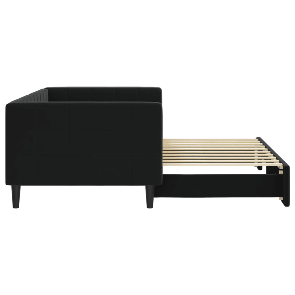 vidaXL Sofa rozsuwana, czarna, 90x190 cm, aksamit
