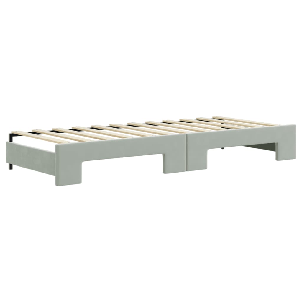 vidaXL Sofa rozsuwana z materacami, jasnoszara, 80x200 cm, aksamit