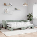 vidaXL Sofa rozsuwana z materacami, jasnoszara, 80x200 cm, aksamit