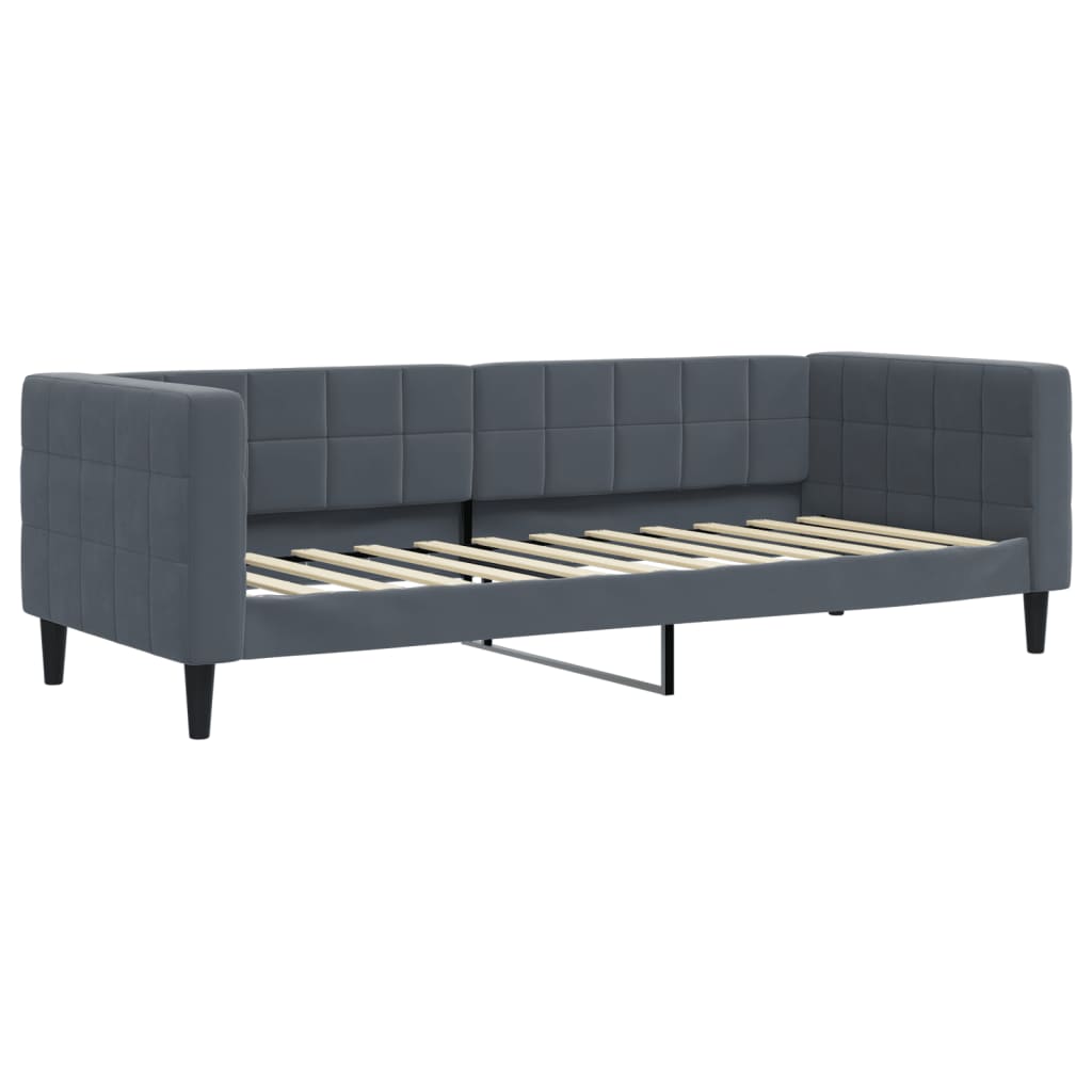vidaXL Sofa rozsuwana z materacami, ciemnoszara, 80x200 cm, aksamit