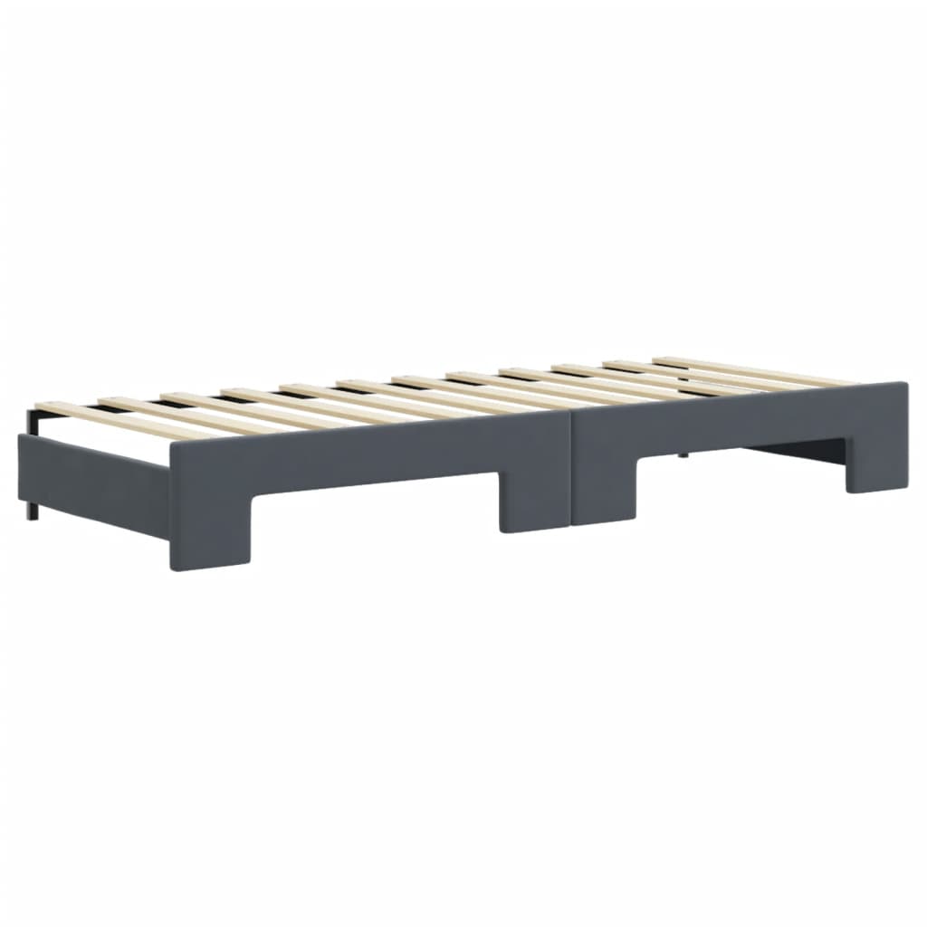 vidaXL Sofa rozsuwana z materacami, ciemnoszara, 80x200 cm, aksamit