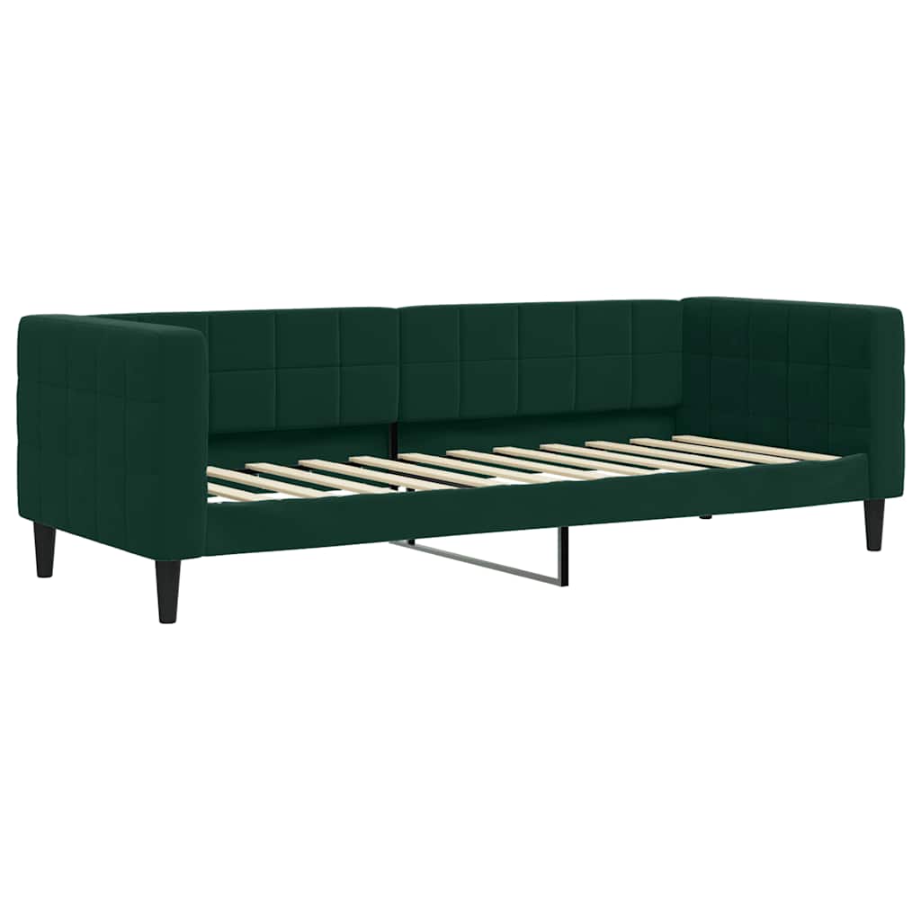 vidaXL Sofa rozsuwana z materacami, ciemnozielona, 80x200 cm, aksamit