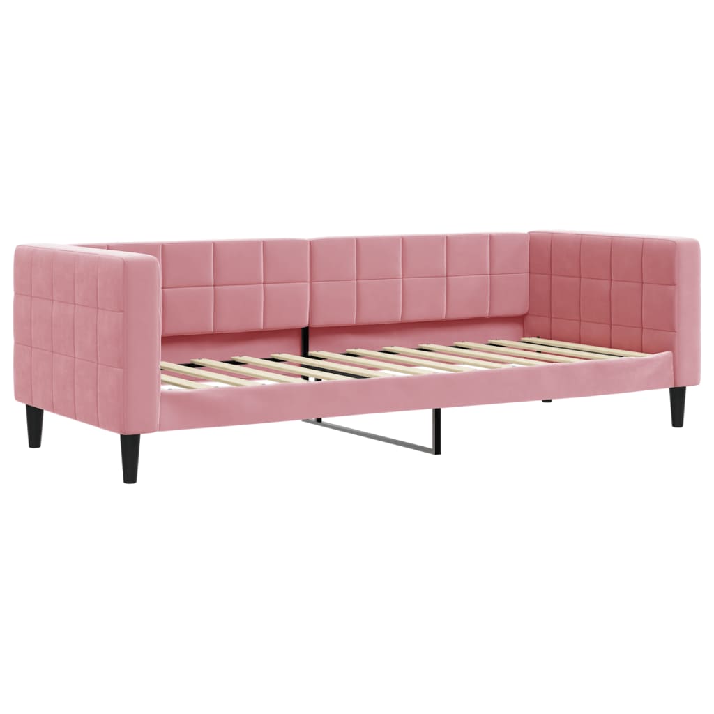 vidaXL Sofa rozsuwana z materacami, różowa, 80x200 cm, aksamit