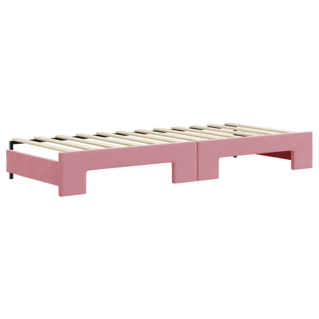 vidaXL Sofa rozsuwana z materacami, różowa, 80x200 cm, aksamit