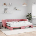 vidaXL Sofa rozsuwana z materacami, różowa, 80x200 cm, aksamit