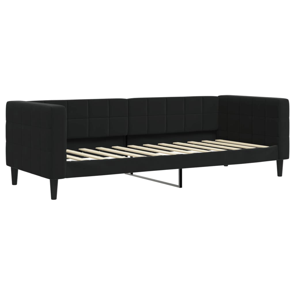 vidaXL Sofa rozsuwana z materacami, czarna, 80x200 cm, aksamit