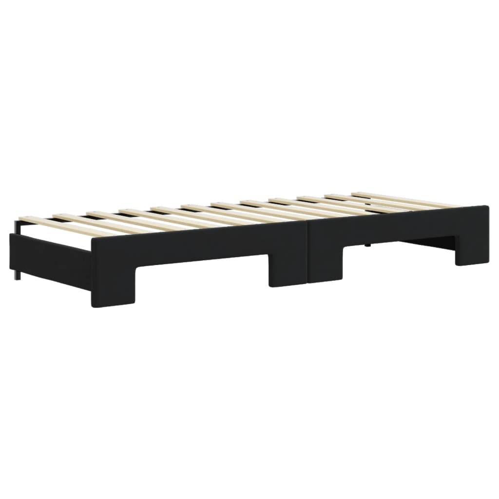 vidaXL Sofa rozsuwana z materacami, czarna, 80x200 cm, aksamit