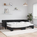 vidaXL Sofa rozsuwana z materacami, czarna, 80x200 cm, aksamit