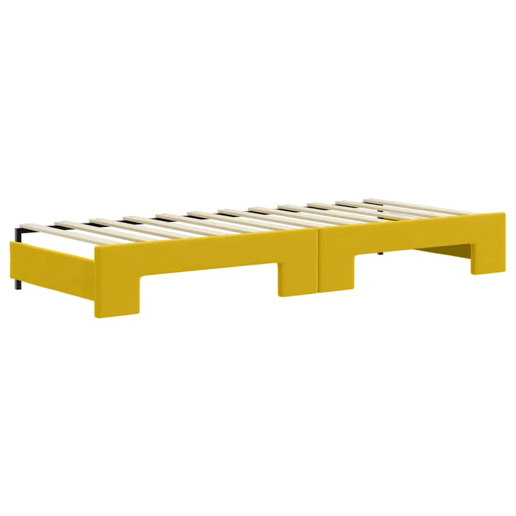 vidaXL Sofa rozsuwana z materacami, żółta, 80x200 cm, aksamit