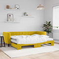 vidaXL Sofa rozsuwana z materacami, żółta, 80x200 cm, aksamit