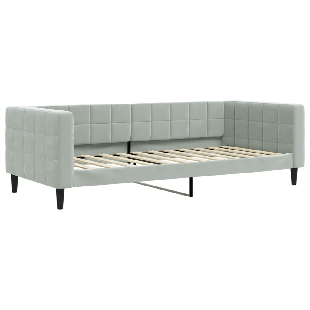 vidaXL Sofa rozsuwana z materacami, jasnoszara, 90x200 cm, aksamit