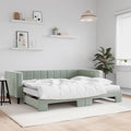 vidaXL Sofa rozsuwana z materacami, jasnoszara, 90x200 cm, aksamit