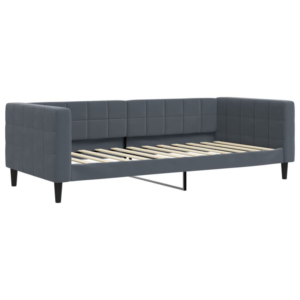 vidaXL Sofa rozsuwana z materacami, ciemnoszara, 90x200 cm, aksamit