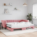 vidaXL Sofa rozsuwana z materacami, różowa, 90x200 cm, aksamit