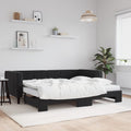 vidaXL Sofa rozsuwana z materacami, czarna, 90x200 cm, aksamit