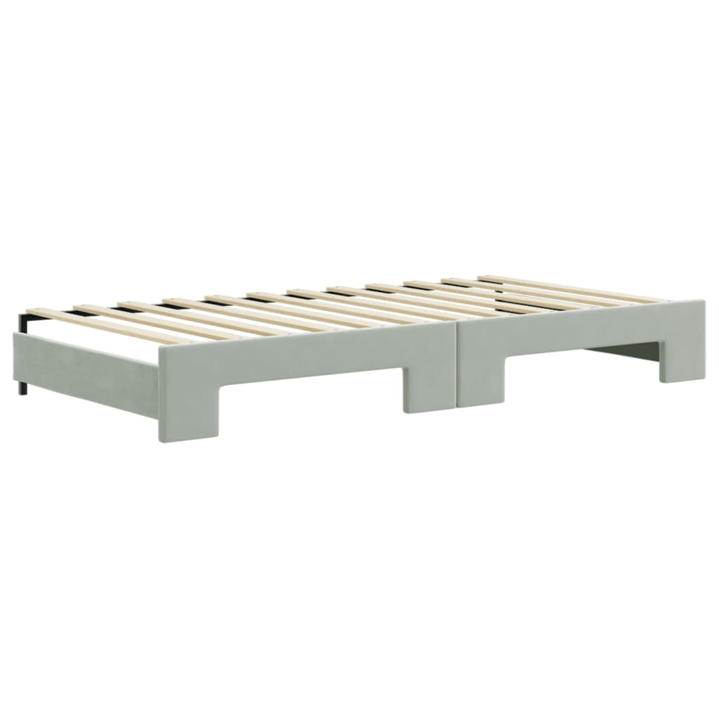 vidaXL Sofa rozsuwana z materacami, jasnoszara, 100x200 cm, aksamit