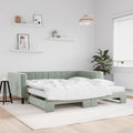 vidaXL Sofa rozsuwana z materacami, jasnoszara, 100x200 cm, aksamit