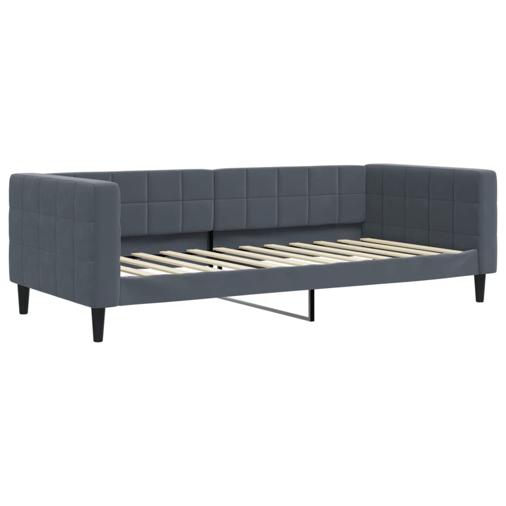 vidaXL Sofa rozsuwana z materacami, ciemnoszara, 100x200 cm, aksamit