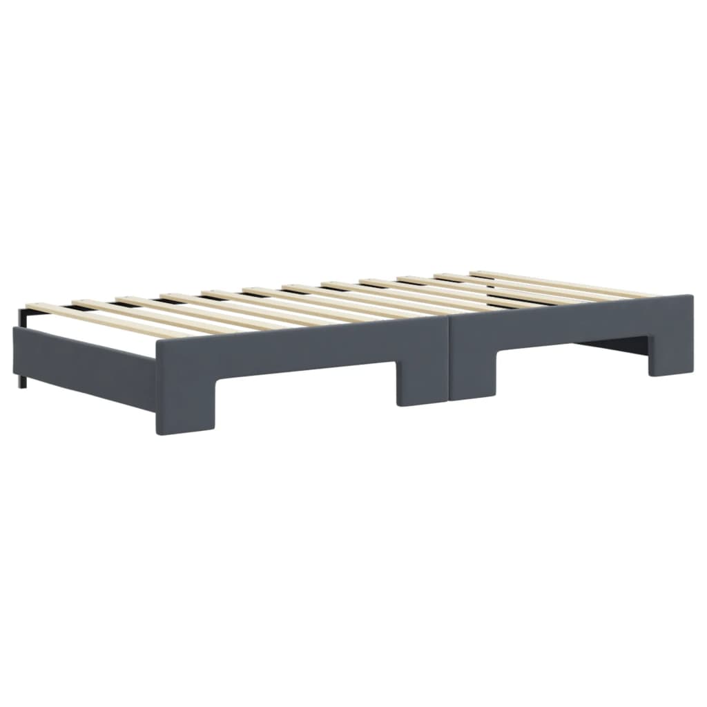 vidaXL Sofa rozsuwana z materacami, ciemnoszara, 100x200 cm, aksamit