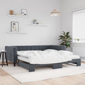vidaXL Sofa rozsuwana z materacami, ciemnoszara, 100x200 cm, aksamit
