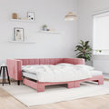vidaXL Sofa rozsuwana z materacami, różowa, 100x200 cm, aksamit