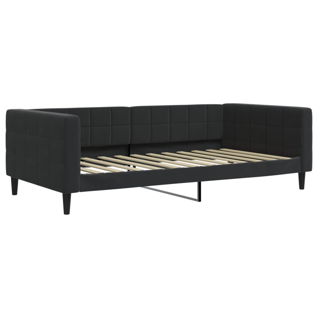 vidaXL Sofa rozsuwana z materacami, czarna, 100x200 cm, aksamit