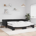 vidaXL Sofa rozsuwana z materacami, czarna, 100x200 cm, aksamit