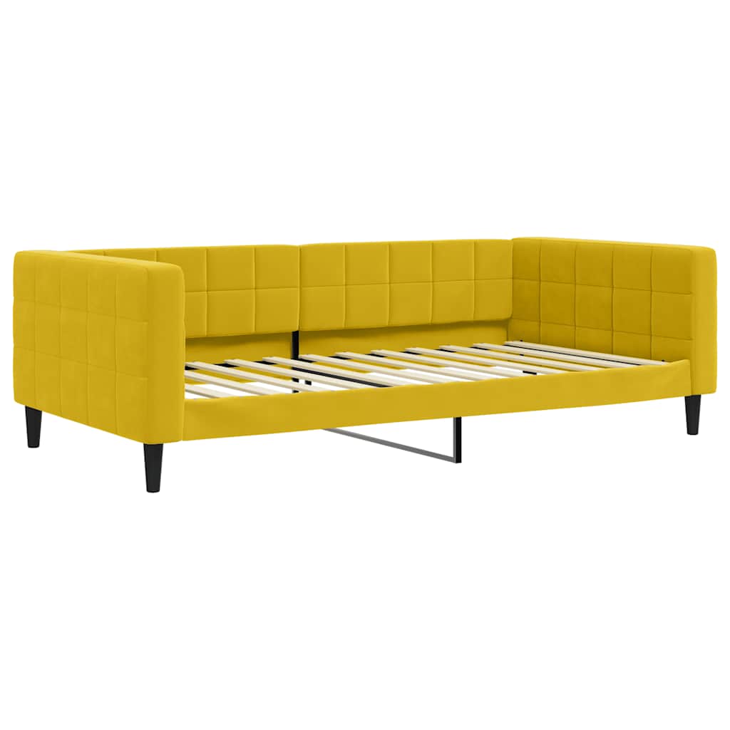 vidaXL Sofa rozsuwana z materacami, żółta, 100x200 cm, aksamit